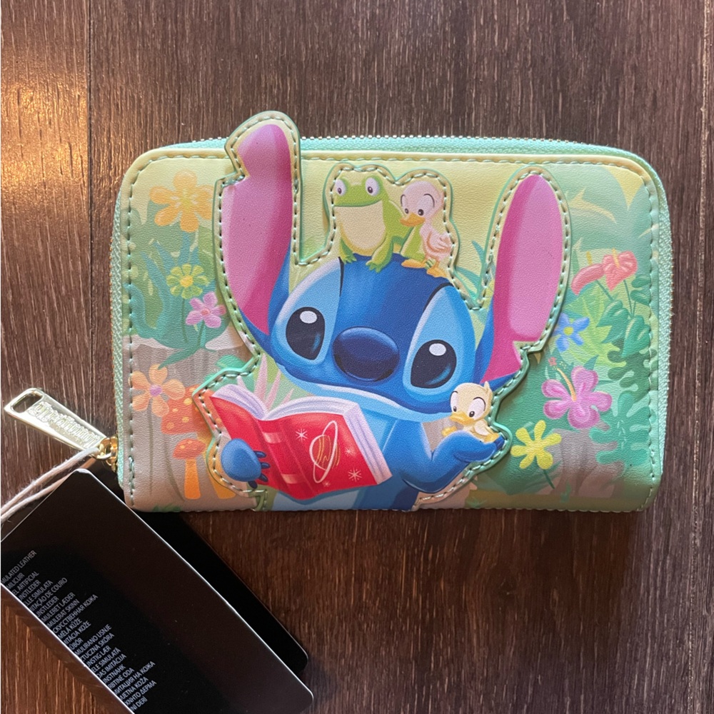 NWT Loungefly Stitch Reading with Ducklings & Frog Wallet